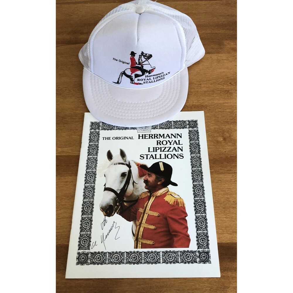 Royal Lipizzaner Stallions Original Hermanns 1980s Hat Cap & Program VINTAGE